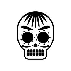 traditional mexican skull head line style icon