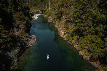 River and rapids of Smith River California on a hot summer day
