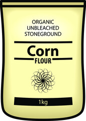A pack of organic, unbleached, stone ground corn flour.