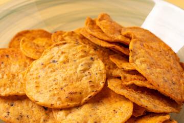 golden potato crunchy crisps in a bowl