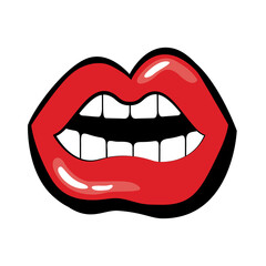 Pop art mouth open with teeth fill style
