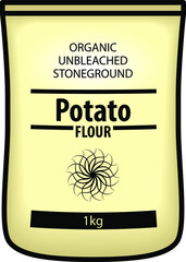 A pack of organic, unbleached, stone ground potato flour.