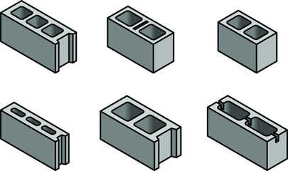 Different types of hydraulic pressed cement / concrete bricks.
