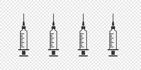 Medical syringes. Syringe or injection icons outline vector. Vector illustration