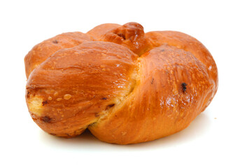 Sweet bread plait isolated on white background