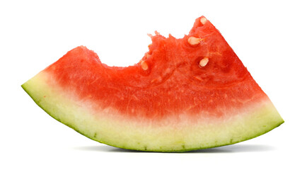 slice of watermelon with bites, saved with clipping path