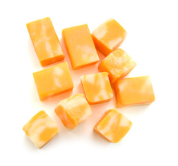 Cubes of Colby Cheese isolated on white