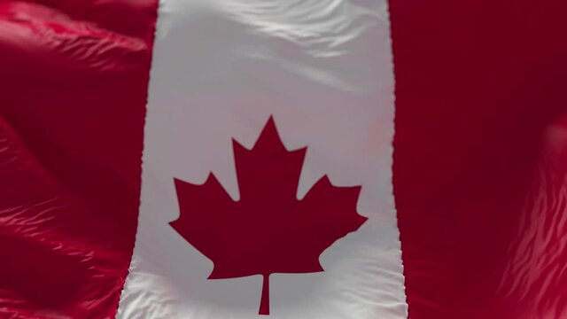 Canada flag as a background. 3D animation Canadian flag in slow motion animation waving in the wind realistic 4k video.