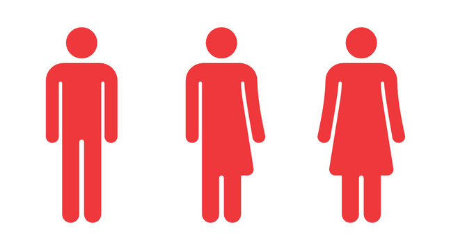 Set Of Red Male, Non Binary, Gender Neutral, Female Symbols