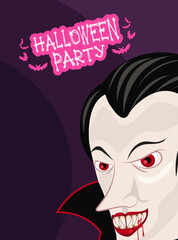 halloween horror party celebration poster with vampire