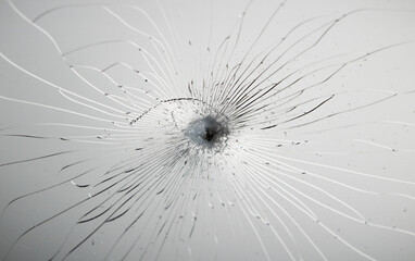 Cracked glass texture on grey background.