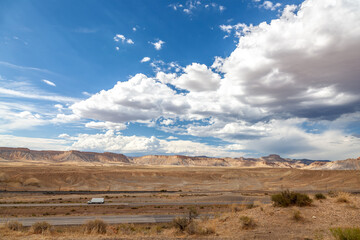 Truck Driving Though Desert