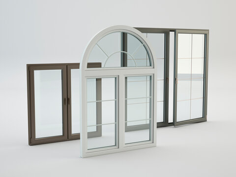 Windows collection on white background, 3d illustration