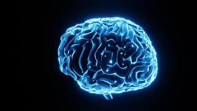 Brain lit-up blue, cg, camera orbits