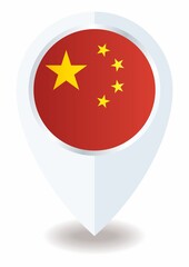 Flag of China, location icon for Multipurpose, People's Republic of China,