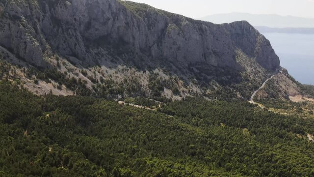 Cliff above the forest, skywalk. Hiking destination in Croatia, Tucepi and Pogora.