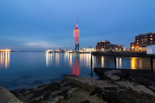 Portsmouth Skyline In Evening