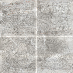 decor in dark gray tones on a gray stone background