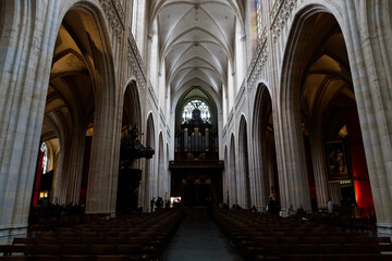 Obraz premium ANTWERP, BELGIUM - October 2, 2019: Interiors, paintings, stained glass and details of Notre dame d'Anvers cathedral in Antwerp, Flemish region, Belgium