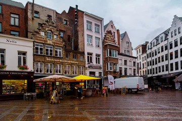 Foto op Canvas ANTWERP, BELGIUM - October 2, 2019: Old historic buildings on the streets of Antwerp, Flemish region, Belgium © frolova_elena