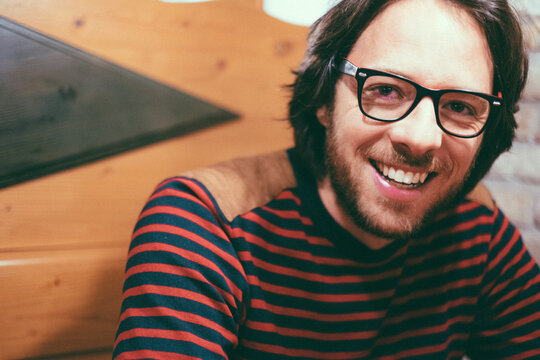 Smiling Hipster Man Portrait
