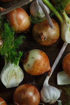 Garlic,fennel and onions.