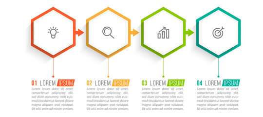 Minimal Business Infographics template. Timeline with 4 steps, options and marketing icons .Vector linear infographic with four conected elements. Can be use for presentation.