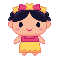 Isolated woman mexican culture tradition icon - Vector