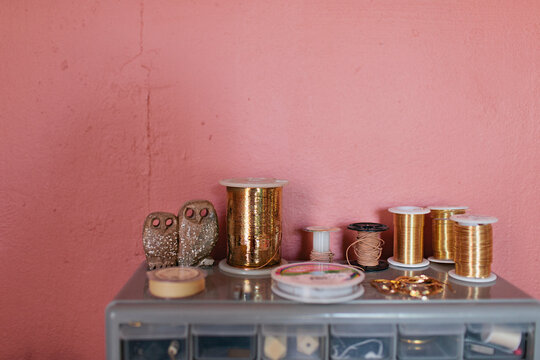 Spools of gold wire