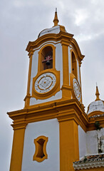 Tower of baroque church in Tiradentes, Minas Gerais, Brazil