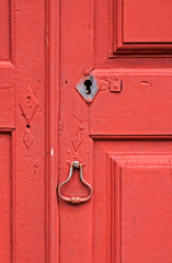 Ancient colonial door detail, Tiradentes, Minas Gerais, Brazil