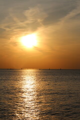 sunset on the coast in autumn