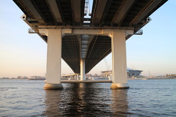 Big white bridge over the river