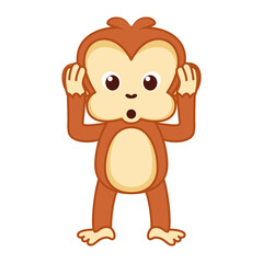 Isolated surprised emoji funny orangutan icon - Vector