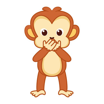 Isolated laugh emoji funny orangutan icon - Vector