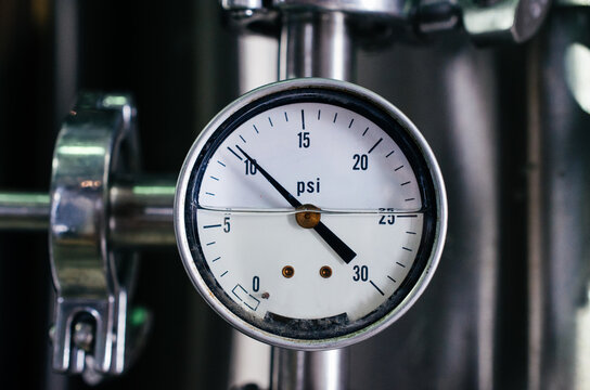 Liquid-filled pressure gauge in factory
