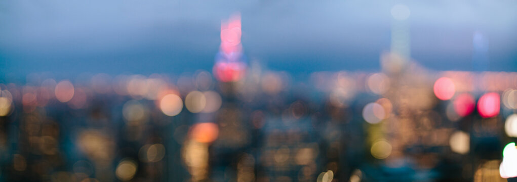 bokeh panoramic of NYC skyline view