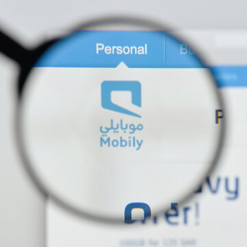 Milan, Italy - August 20, 2018: Mobily website homepage. Mobily logo visible.