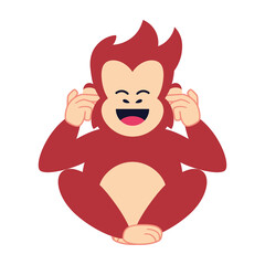 Isolated amazing emoji funny red chimpanzee icon - Vector