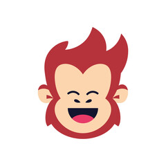 Isolated face emoji funny red chimpanzee icon - Vector