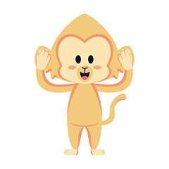 Isolated surprised emoji monkey yellow funny icon - Vector