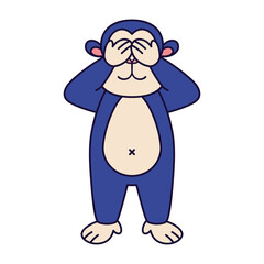 Isolated shy emoji monkey big funny icon - Vector