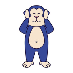 Isolated surprised emoji monkey big funny icon - Vector