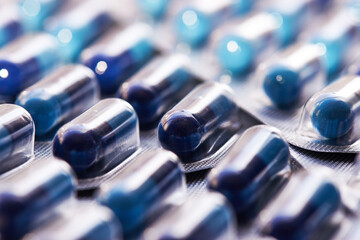 Blue pills in blister.