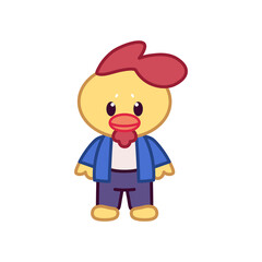 Isolated roaster animal cute wild icon- Vector
