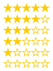 Set of Yellow Golden Review Rating Stars. Vector Image.