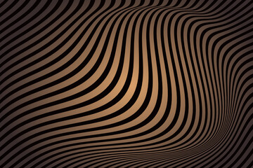 Vector Minimal abstract wavy line colorful gradient dark background. Colorful wavy lines pattern. Opart stripes. Modern waves, geometric line stripes. Usable for background card, banner, cover, etc