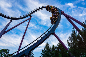 Bizarro roller coaster at Six Flags Great Adventure's in Jackson Township, New jersey, USA
