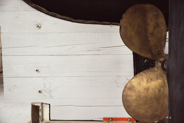 Brass boat propeller and rudder