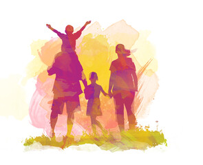 family in park watercolor